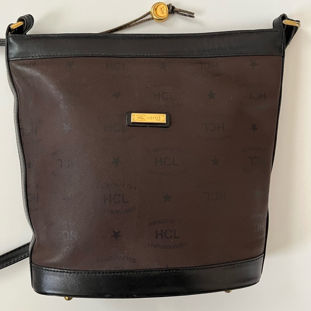 HCL Brown and Black Leather Shoulder Bag